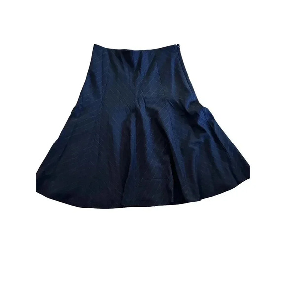 Ann Taylor Black Wool Blend Pinstripe High Waist A-Line Flared Skirt Size 10 NWT - Picture 1 of 5
